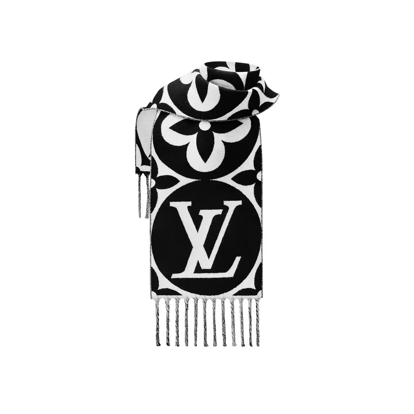 Cheap LF Louis Vuitton Black M79212 FLIGHT MODE LV Medallion Scarf 0124