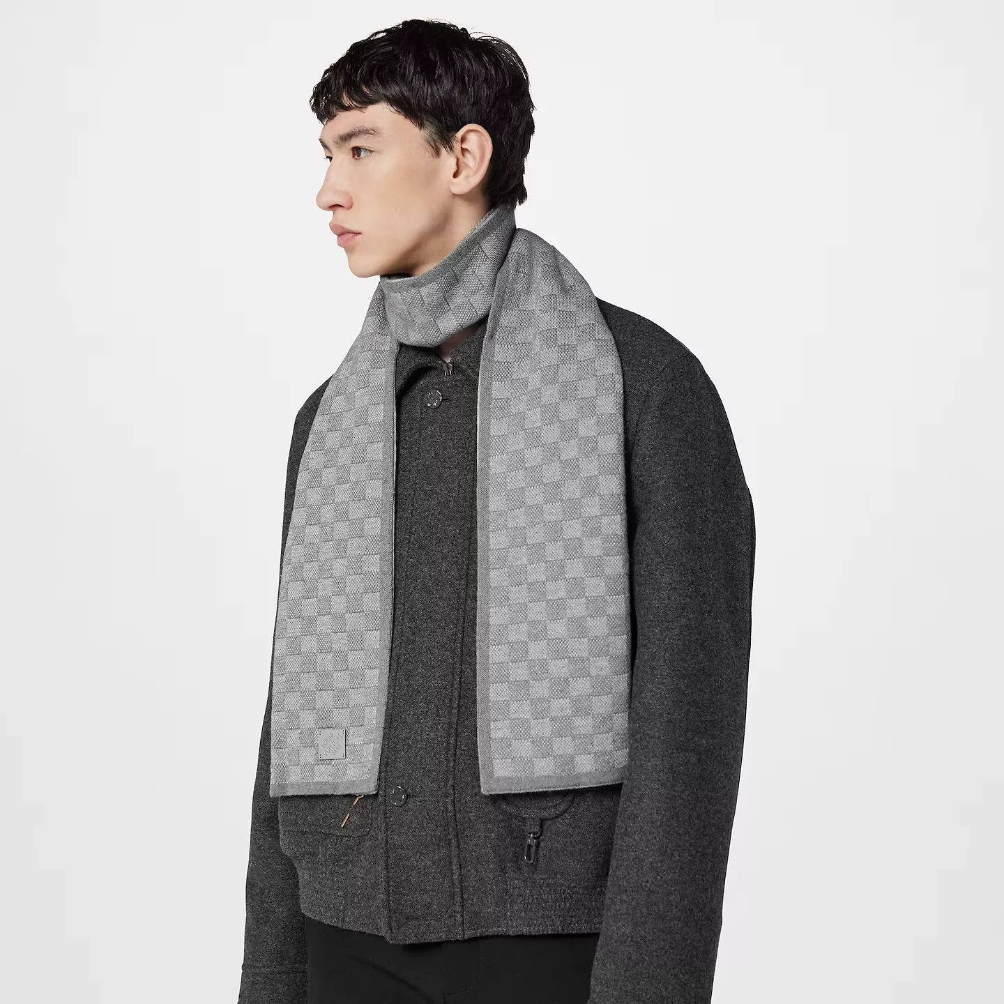 Cheap LF Louis Vuitton Light Grey M77989 Néo Petit Damier Scarf 0113