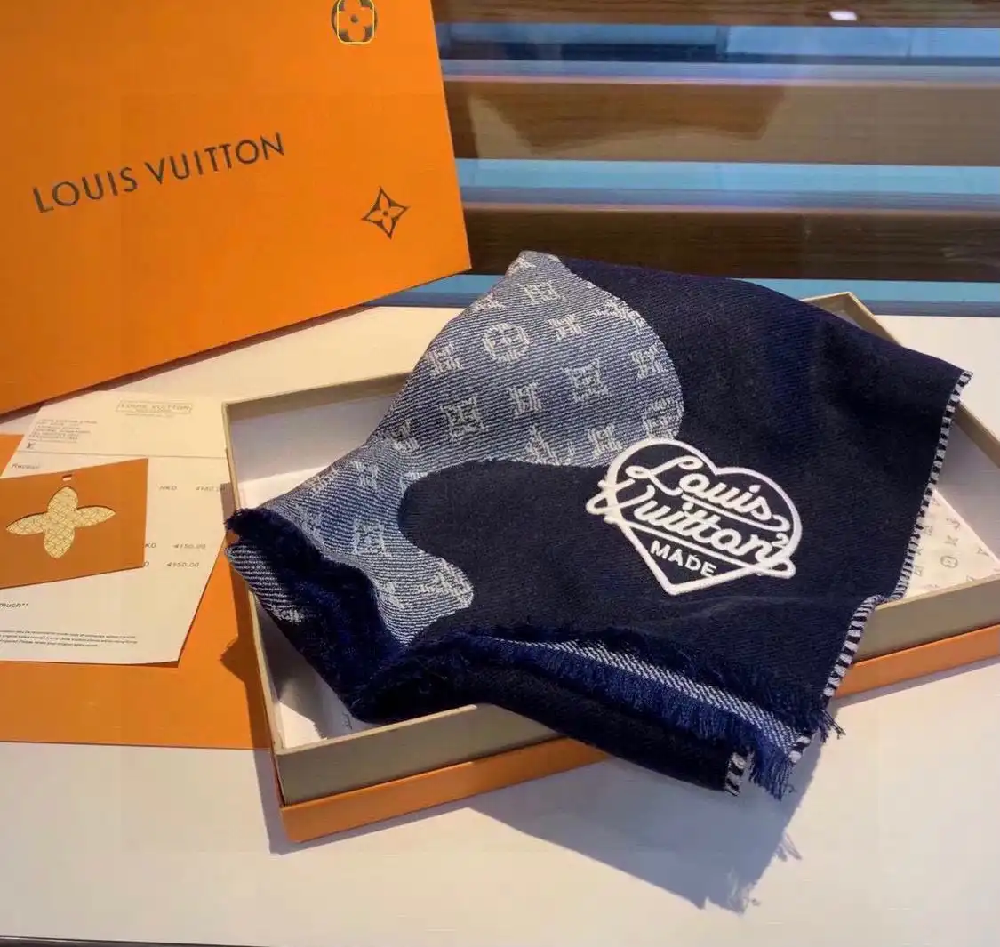 Cheap LF Louis Vuitton x Nigo MP3255 Monogram Drip Blue Scarf 0128