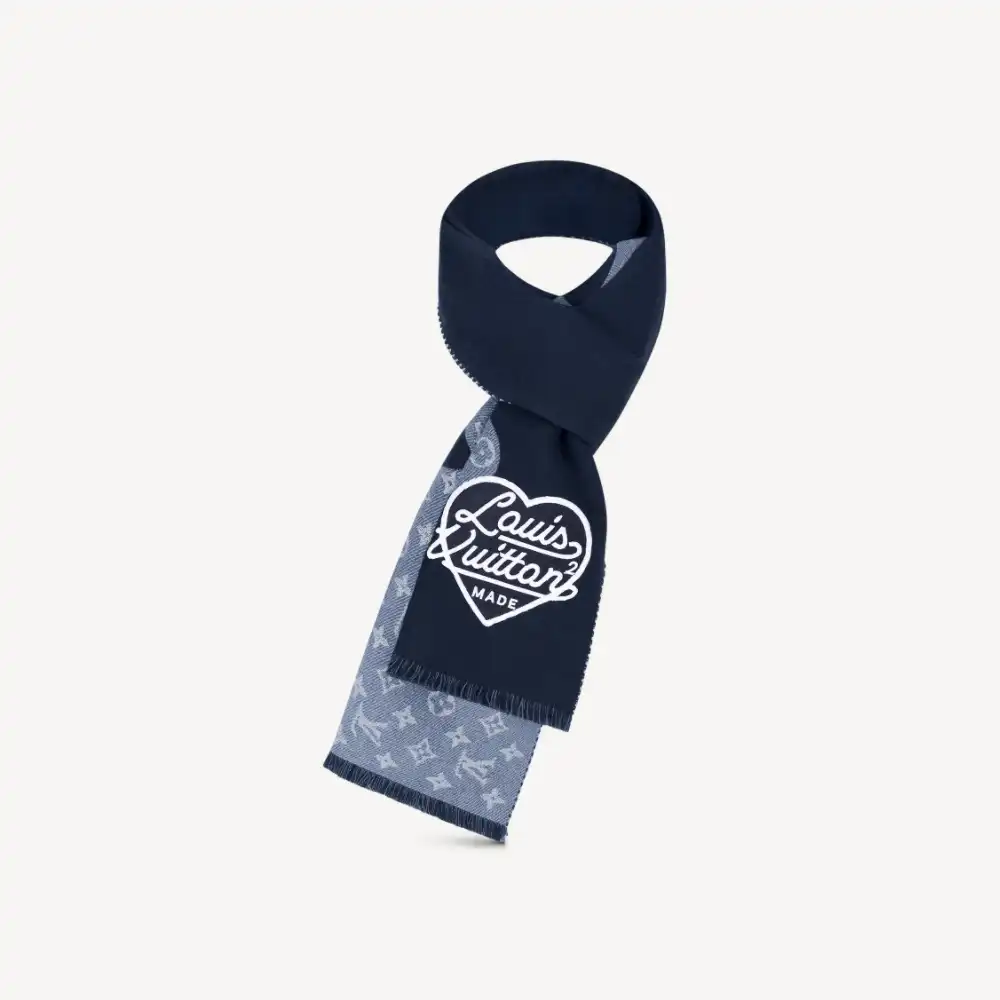 Cheap LF Louis Vuitton x Nigo MP3255 Monogram Drip Blue Scarf 0128