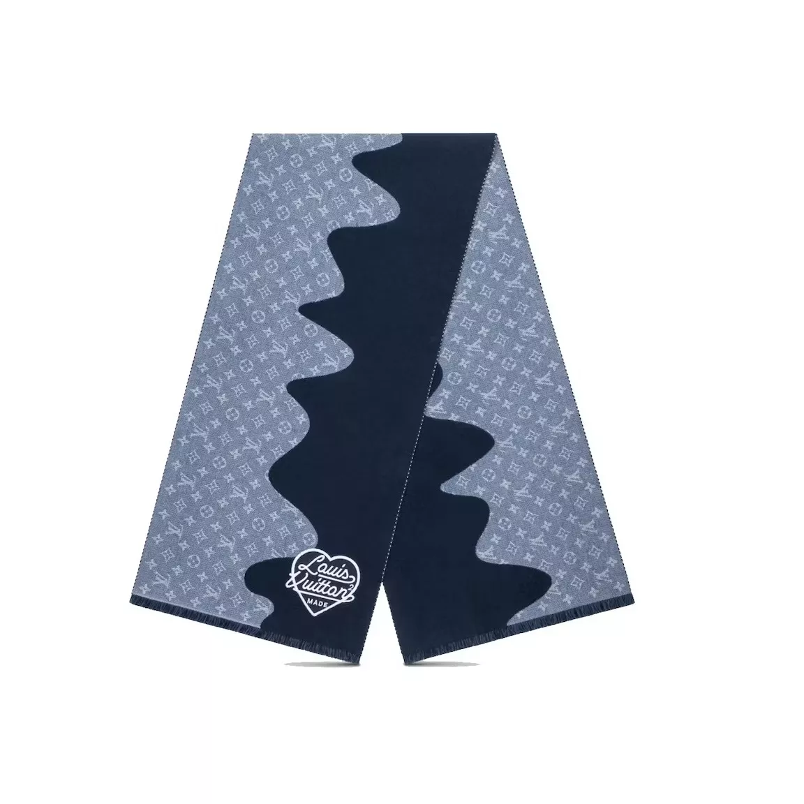 Cheap LF Louis Vuitton x Nigo MP3255 Monogram Drip Blue Scarf 0120