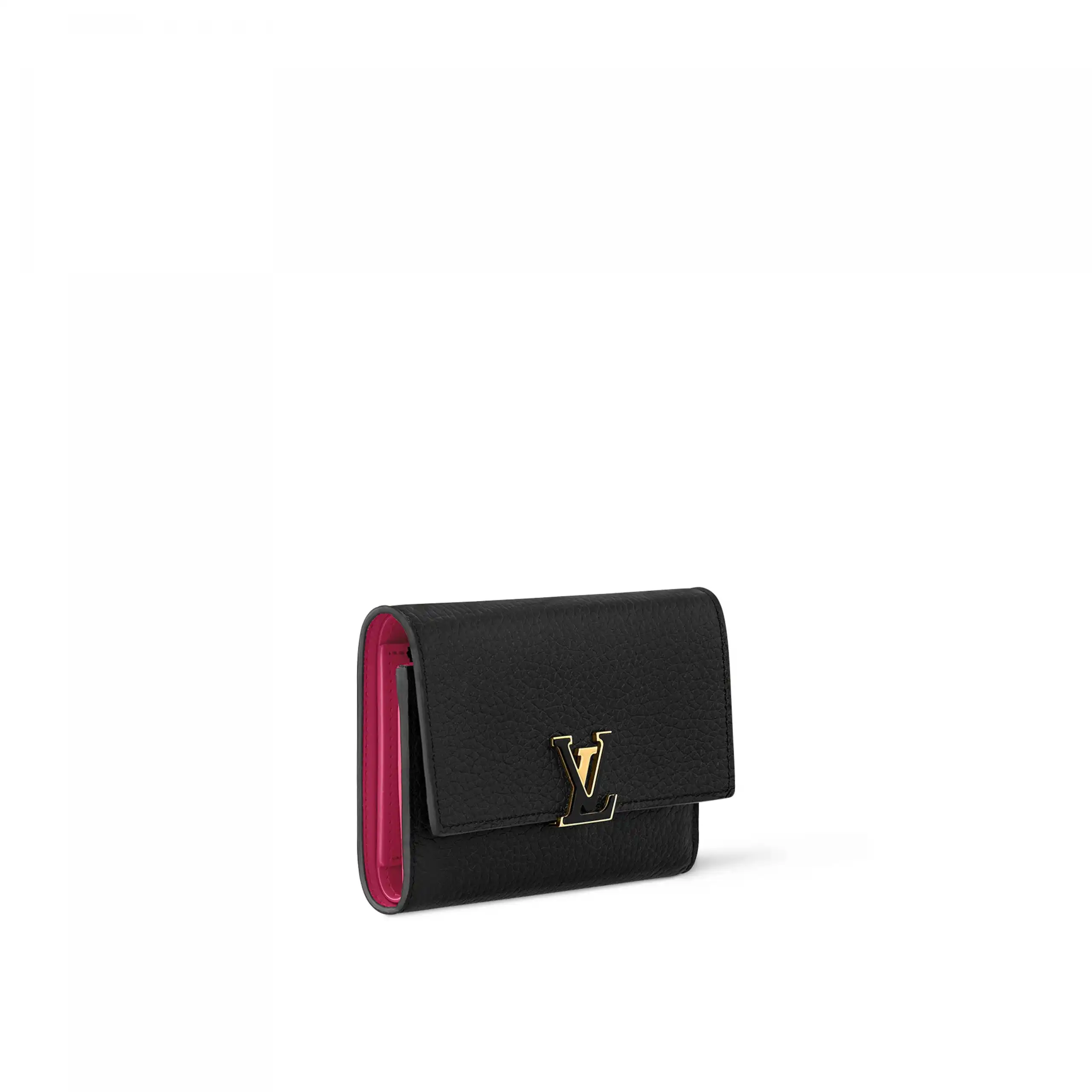 Cheap LF Louis Vuitton M62157 Capucines Compact Wallet Black Pink 0126