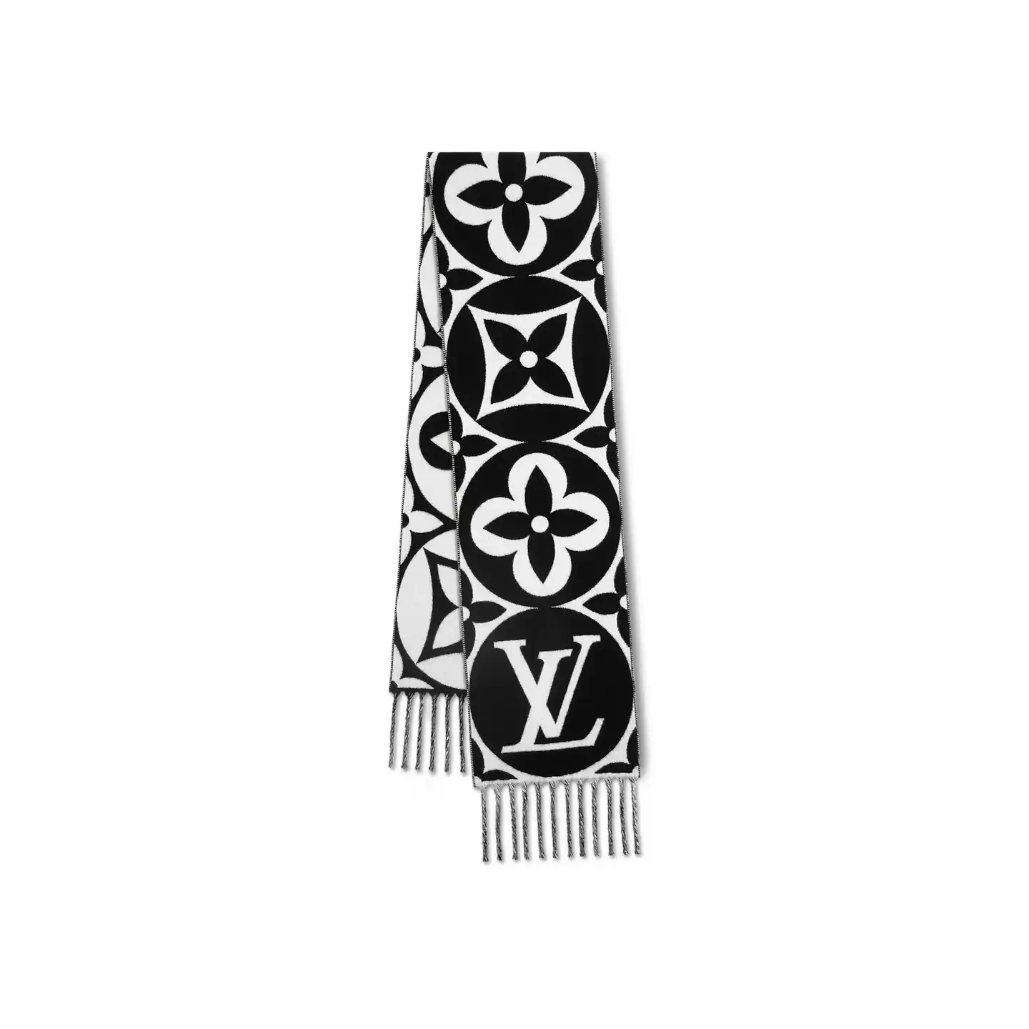 Cheap LF Louis Vuitton Black M79212 FLIGHT MODE LV Medallion Scarf 0124