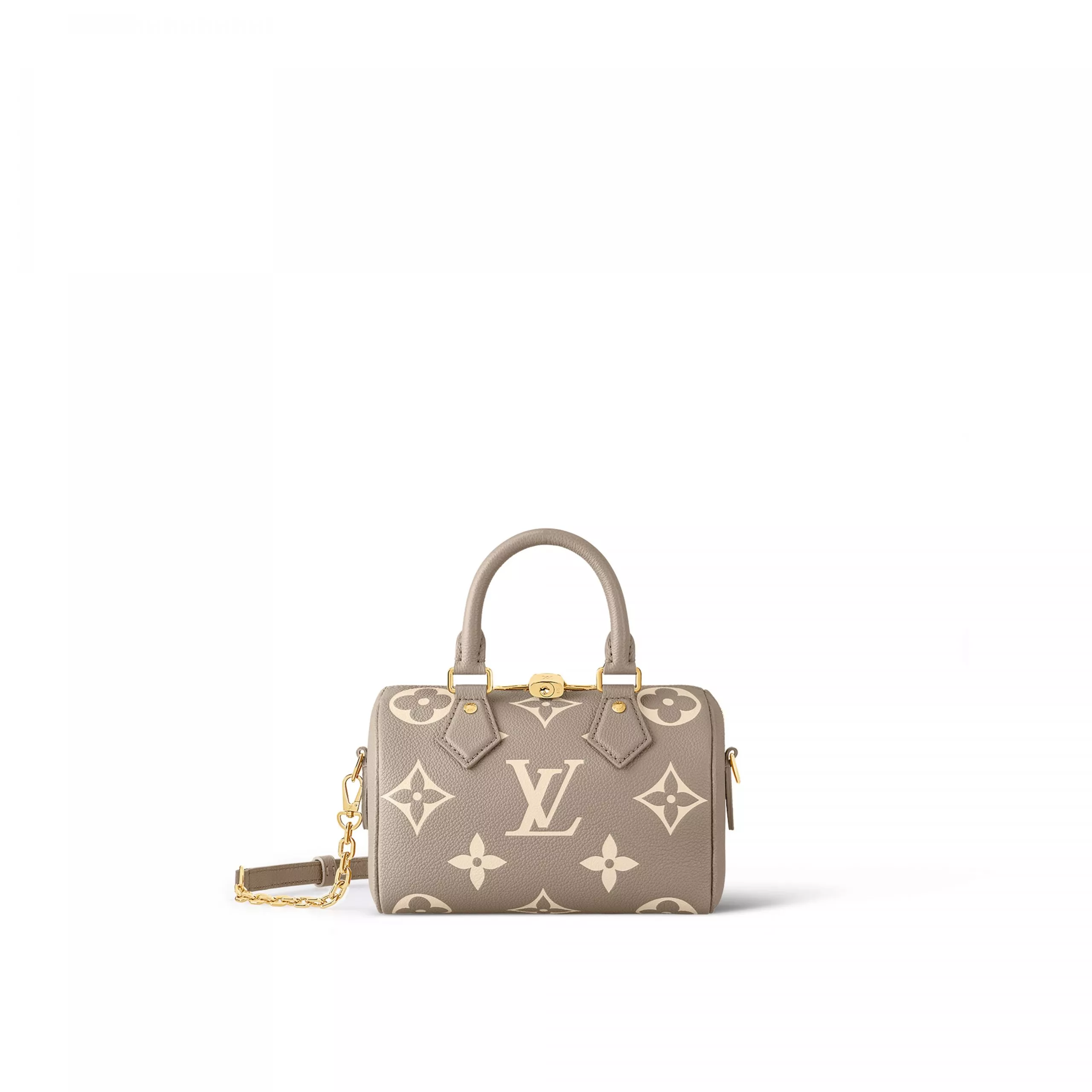 LF Louis Vuitton M46575 Speedy Bandoulière 20 Bicolor Monogram Empreinte Leather Tourterelle Gray 0116