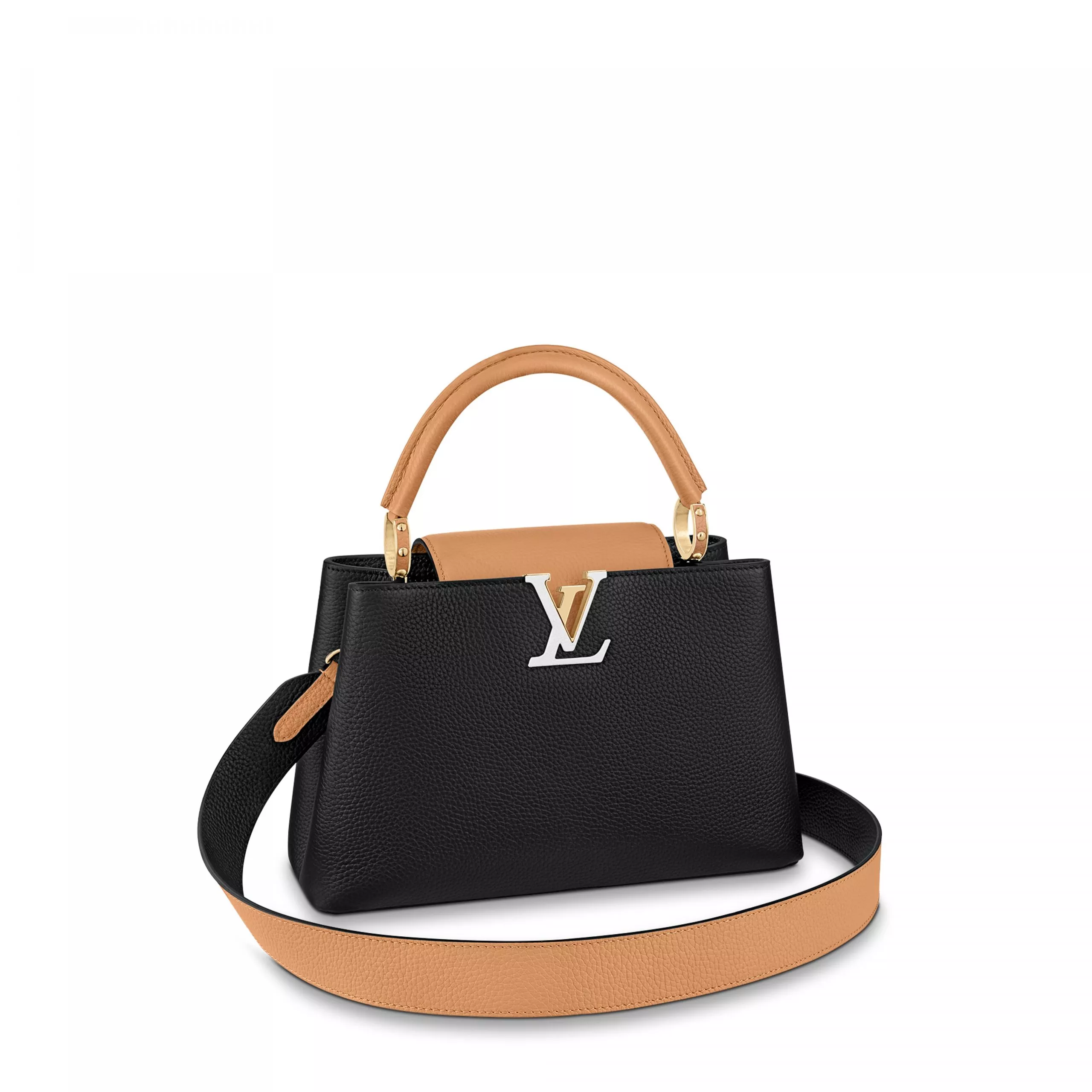 LF Louis Vuitton M59466 Capucines PM Black Gold Arizona 0118