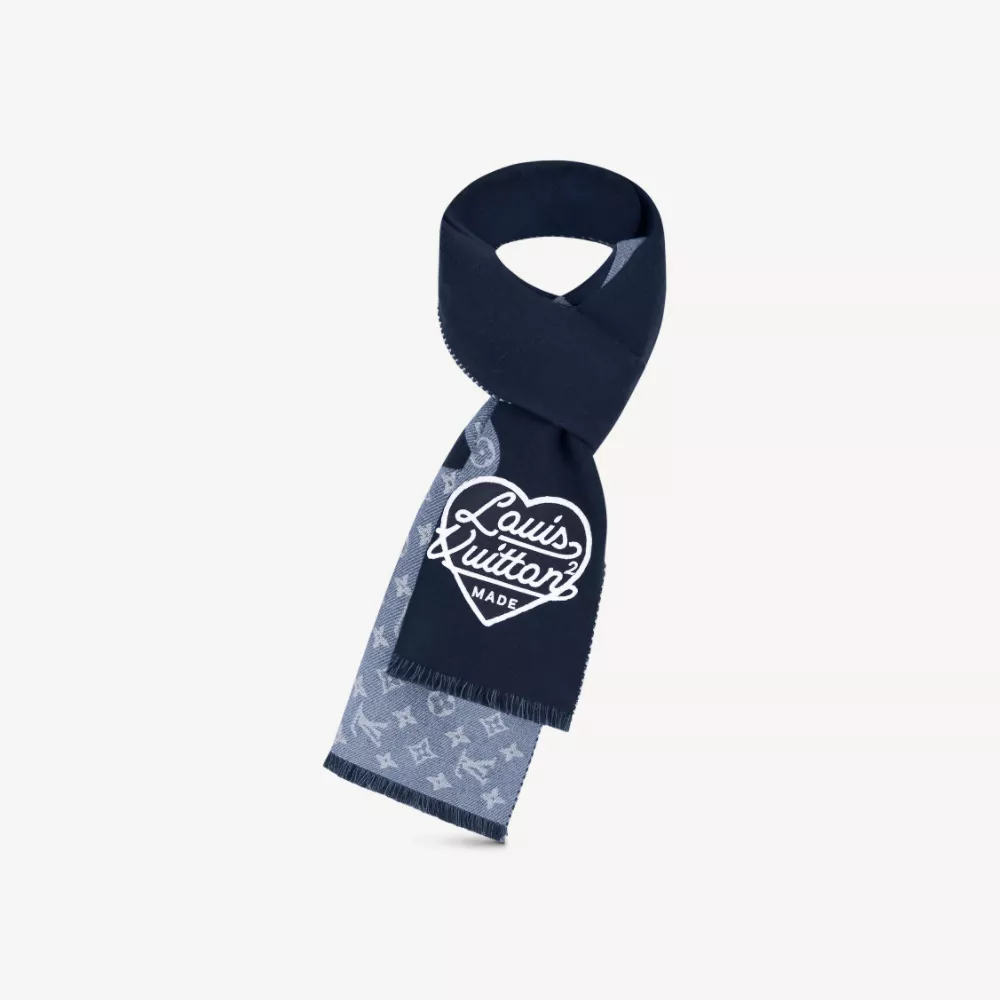 Cheap LF Louis Vuitton x Nigo MP3255 Monogram Drip Blue Scarf 0120