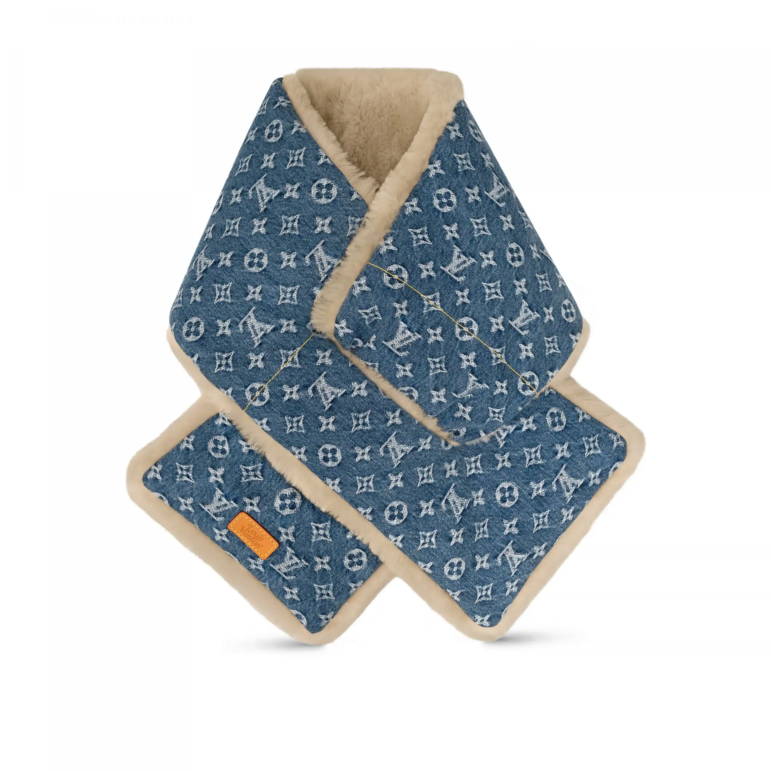 Cheap LF Louis Vuitton MP2703 Blue Shearling Denim Scarf 0203