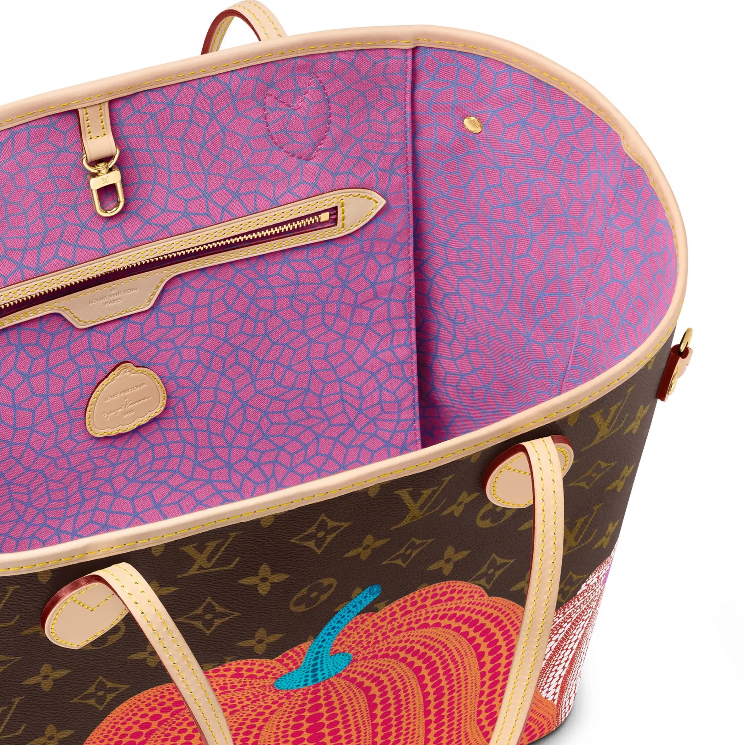 Cheap LF M46468 Vuitton Louis Neverfull MM YK LV Pumpkin x print 0220