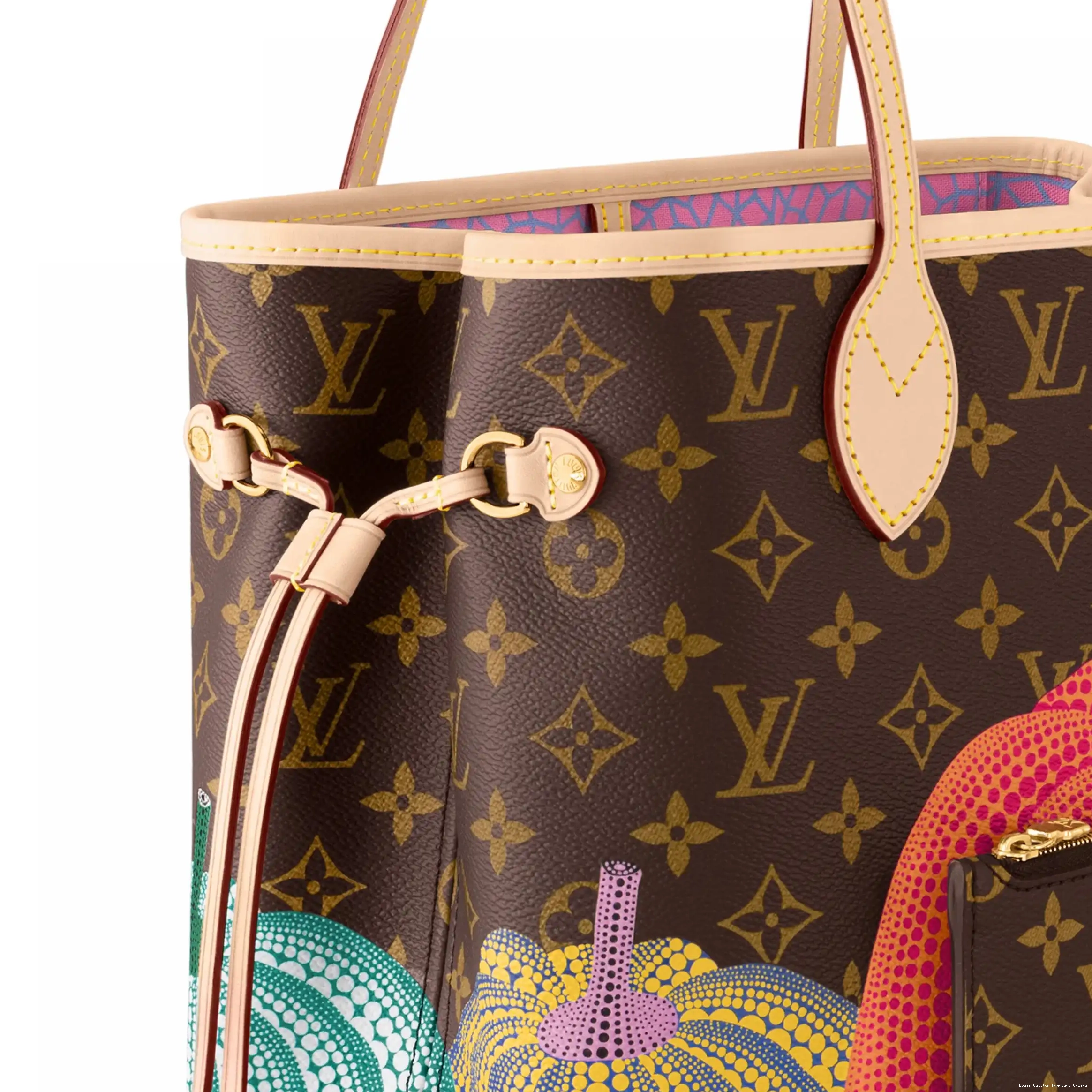 Cheap LF M46468 Vuitton Louis Neverfull MM YK LV Pumpkin x print 0220