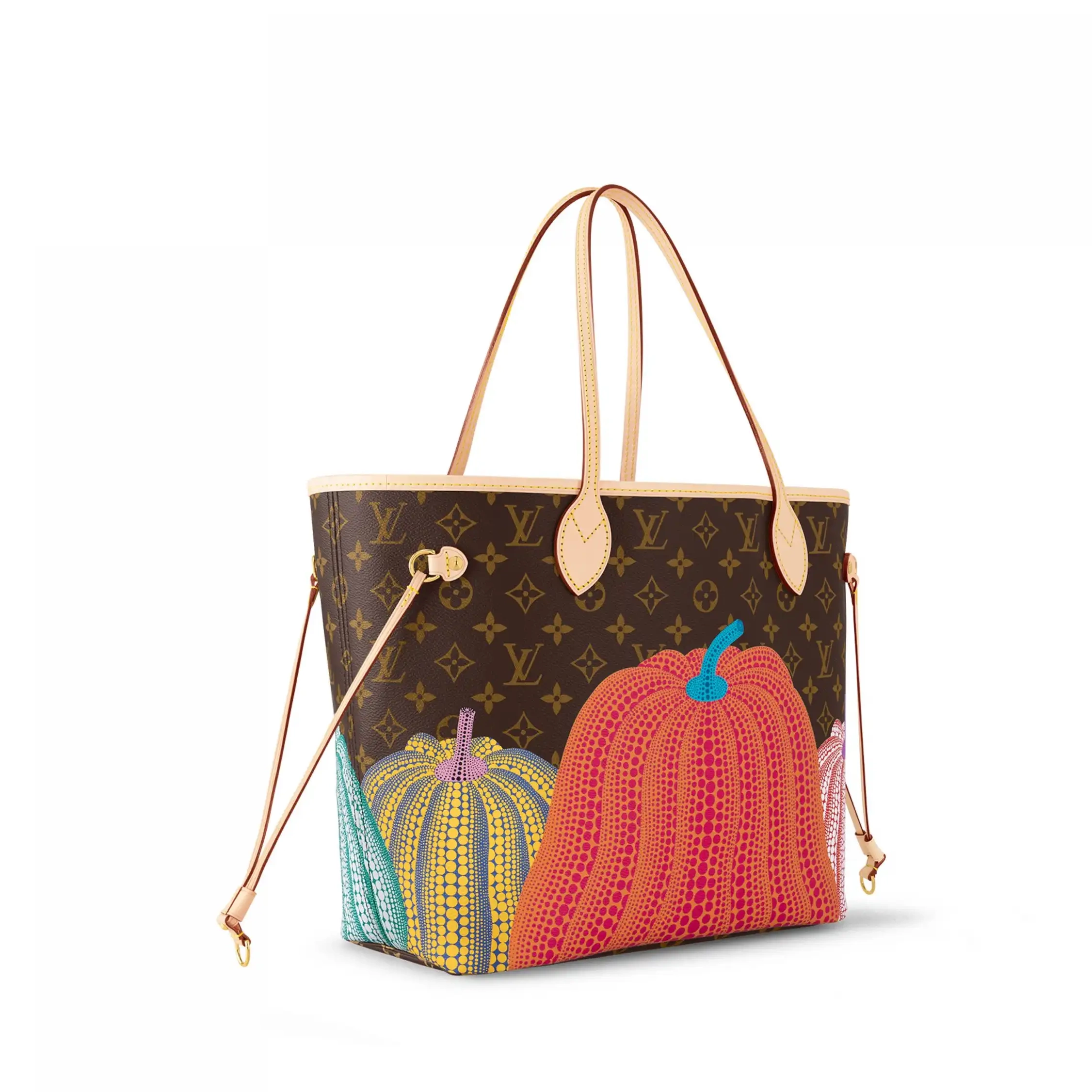 Cheap LF M46468 Vuitton Louis Neverfull MM YK LV Pumpkin x print 0220