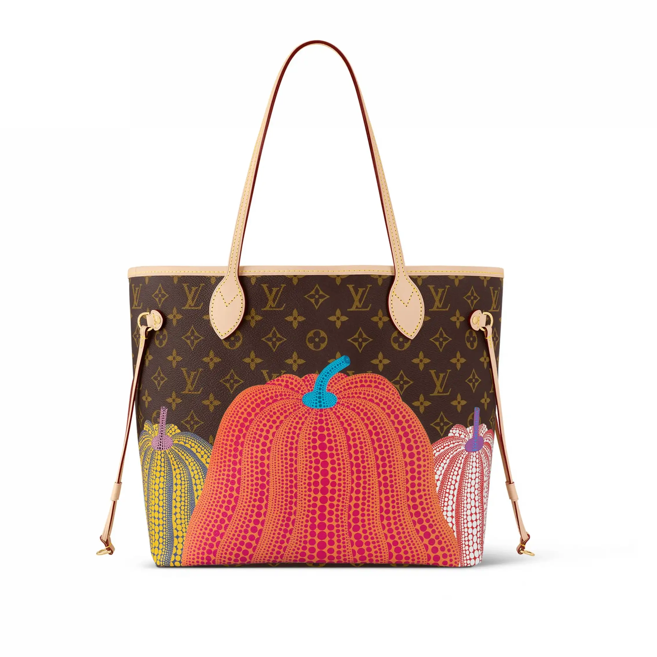 Cheap LF M46468 Vuitton Louis Neverfull MM YK LV Pumpkin x print 0220